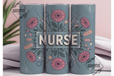 Nurse Floral Medical 20oz Tumbler Wrap Sublimation sassyprint 