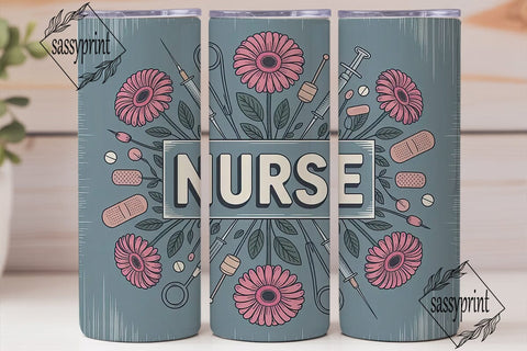 Nurse Floral Medical 20oz Tumbler Wrap Sublimation sassyprint 
