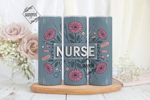 Nurse Floral Medical 20oz Tumbler Wrap Sublimation sassyprint 
