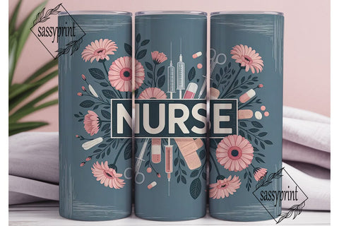 Nurse Floral Medical 20oz Tumbler Wrap Sublimation sassyprint 