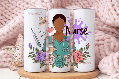 Nurse Floral Tumbler Wrap PNG Sublimation DesignSVG 