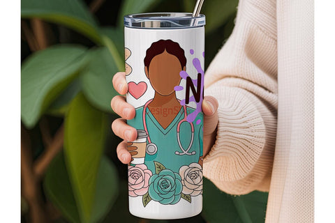 Nurse Floral Tumbler Wrap PNG Sublimation DesignSVG 