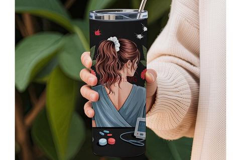 Nurse Floral Tumbler Wrap PNG Sublimation DesignSVG 