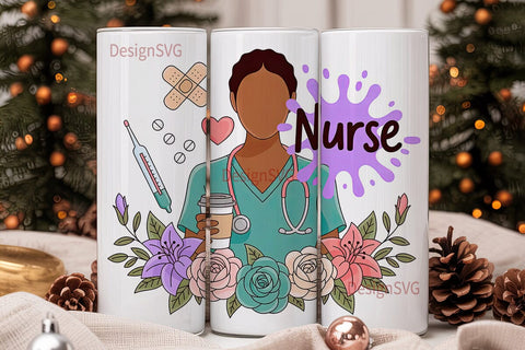 Nurse Floral Tumbler Wrap PNG Sublimation DesignSVG 