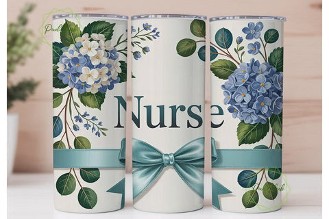 Nurse Floral Tumbler Wrap PNG Sublimation PixelChick 