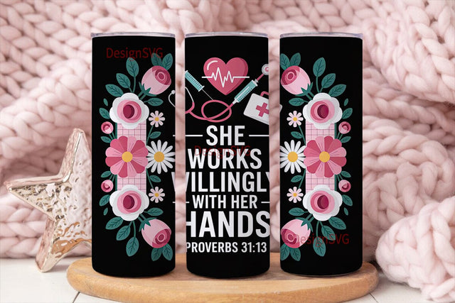 Nurse Floral Tumbler Wrap Sublimation DesignSVG 