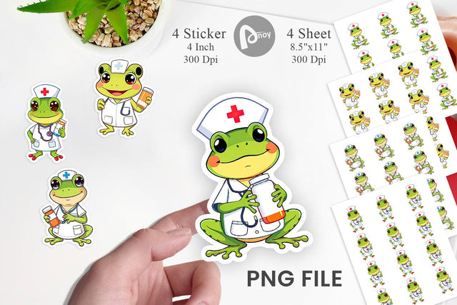 Nurse Frog Sticker Vol 2 Sublimation artnoy 