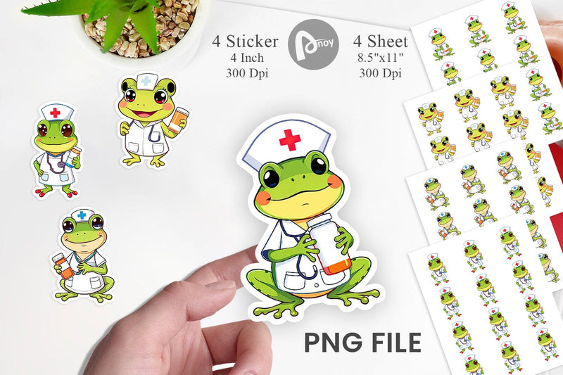 Nurse Frog Sticker Vol 2 Sublimation artnoy 