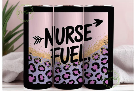 Nurse Fuel Leopard 20oz Tumbler Wrap Sublimation PixelChick 