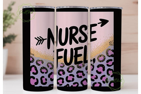 Nurse Fuel Leopard 20oz Tumbler Wrap Sublimation PixelChick 