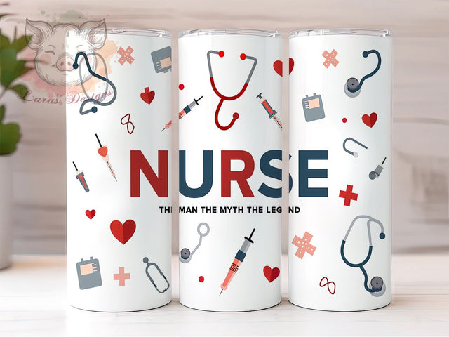 Nurse Gift Tumbler, The Man The Myth The Legend, 20oz Tumbler Wrap, Medical Professional Gift, Funny Nurse Design, Healthcare Worker Gift, Sublimation PNG, Digital Download Sublimation Lara' s Designs 