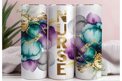 Nurse Gold Foil Tumbler Wrap Sublimation PixelChick 