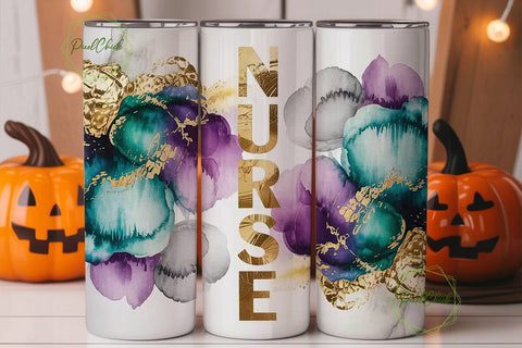 Nurse Gold Foil Tumbler Wrap Sublimation PixelChick 