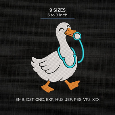 Nurse Goose Embroidery Design – Funny Goose with Stethoscope Nursing Machine Embroidery File Embroidery/Applique DESIGNS PatternFeed8 