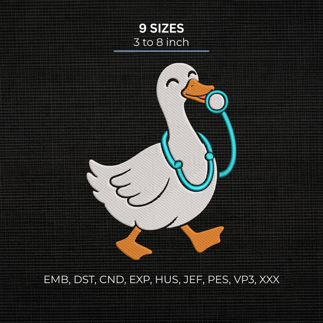 Nurse Goose Embroidery Design – Funny Goose with Stethoscope Nursing Machine Embroidery File Embroidery/Applique DESIGNS PatternFeed8 