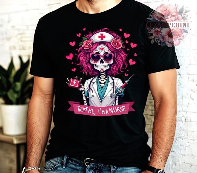 Nurse Graphic, Skeleton Art, PNG Download, Sublimation Design, Halloween Nurse, Medical Humor, Nurse Gifts, Spooky Decor Sublimation Li Zamperini 