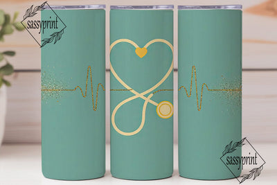 Nurse Heart Stethoscope 20oz Tumbler Sublimation sassyprint 