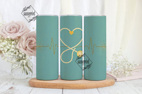 Nurse Heart Stethoscope 20oz Tumbler Sublimation sassyprint 