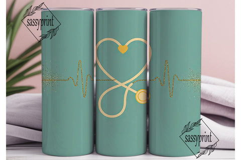 Nurse Heart Stethoscope 20oz Tumbler Sublimation sassyprint 