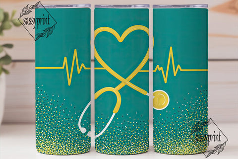 Nurse Heart Stethoscope 20oz Tumbler Sublimation sassyprint 
