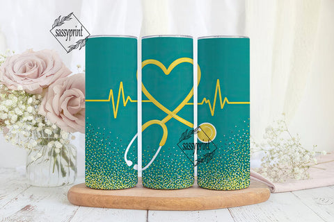 Nurse Heart Stethoscope 20oz Tumbler Sublimation sassyprint 