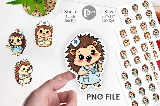 Nurse Hedgehog Sticker Vol 2 Sublimation artnoy 