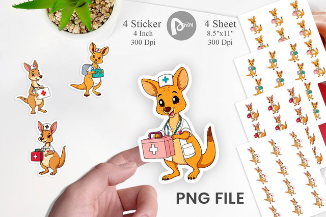 Nurse Kangaroo Sticker Vol 2 Sublimation artnoy 