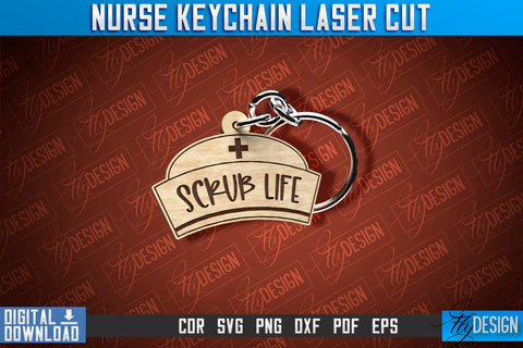 Nurse Keychain Laser Cut Design | Nurse Laser Cut | CNC File SVG Fly Design 