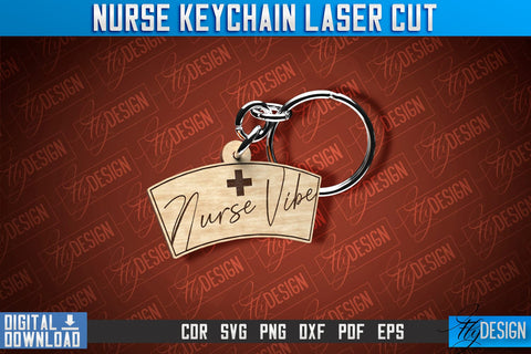 Nurse Keychain Laser Cut Design | Nurse Laser Cut | CNC File SVG Fly Design 