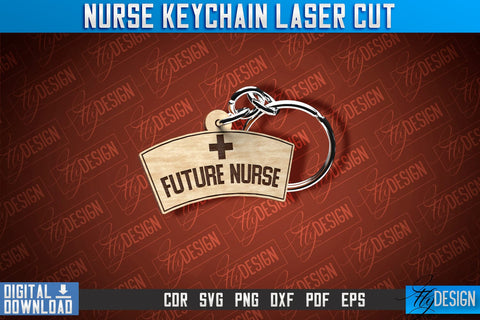 Nurse Keychain Laser Cut Design | Nurse Laser Cut | CNC File SVG Fly Design 