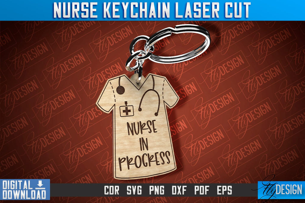 Nurse Keychain Laser Cut Design | Nurse Laser Cut | CNC File - So Fontsy