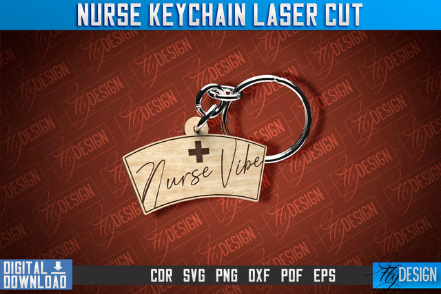Nurse Keychain Laser Cut Design | Nurse Laser Cut | CNC File SVG Fly Design 