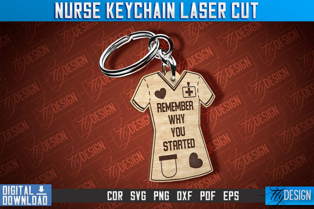 Nurse Keychain Laser Cut Design | Nurse Laser Cut | CNC File SVG Fly Design 