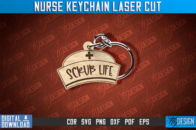 Nurse Keychain Laser Cut Design | Nurse Laser Cut | CNC File SVG Fly Design 