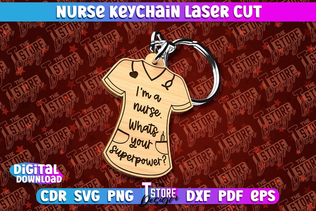 Nurse Keychain Laser Cut Design | Nurse Laser Cut | CNC File SVG The T Store Design 