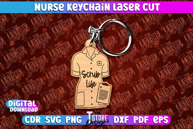 Nurse Keychain Laser Cut Design | Nurse Laser Cut | CNC File SVG The T Store Design 