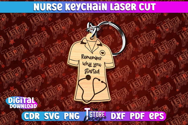 Nurse Keychain Laser Cut Design | Nurse Laser Cut | CNC File SVG The T Store Design 
