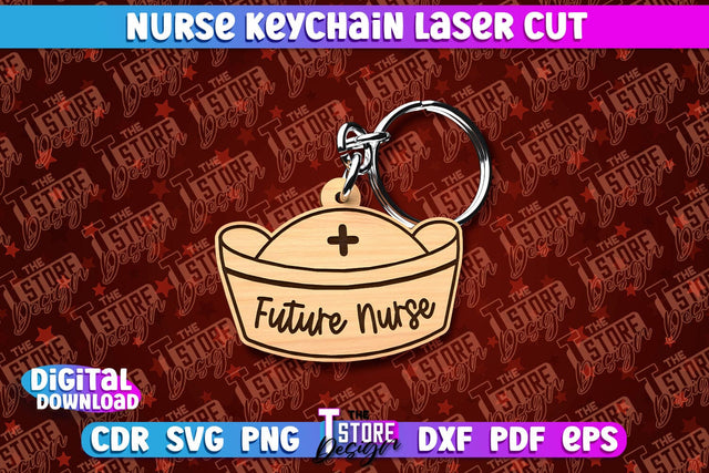 Nurse Keychain Laser Cut Design | Nurse Laser Cut | CNC File SVG The T Store Design 