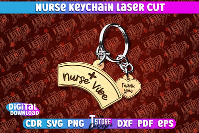 Nurse Keychain Laser Cut Design | Nurse Laser Cut | CNC File SVG The T Store Design 
