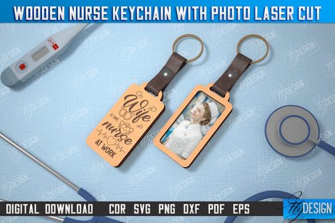 Nurse Keychain with Photo Bundle | Nursing Badge | Personalized Keychain | CNC Files SVG Fly Design 