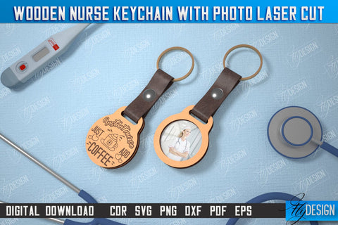 Nurse Keychain with Photo Bundle | Nursing Badge | Personalized Keychain | CNC Files SVG Fly Design 