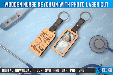 Nurse Keychain with Photo Bundle | Nursing Badge | Personalized Keychain | CNC Files SVG Fly Design 