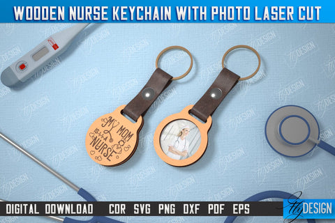 Nurse Keychain with Photo Bundle | Nursing Badge | Personalized Keychain | CNC Files SVG Fly Design 