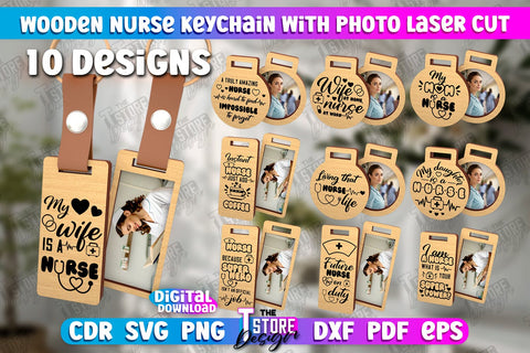 Nurse Keychain with Photo Bundle | Nursing Badge | Personalized Keychain | CNC Files SVG The T Store Design 