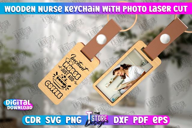 Nurse Keychain with Photo | Nursing Badge | Personalized Keychain | CNC File SVG The T Store Design 