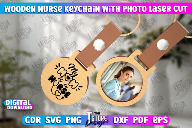 Nurse Keychain with Photo | Nursing Badge | Personalized Keychain | CNC File SVG The T Store Design 