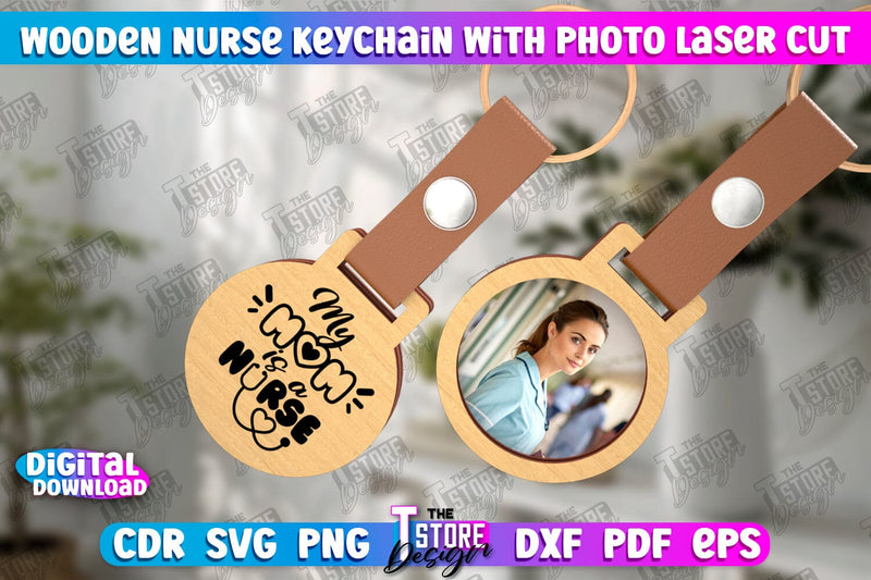 Nurse Keychain with Photo | Nursing Badge | Personalized Keychain | CNC File SVG The T Store Design 