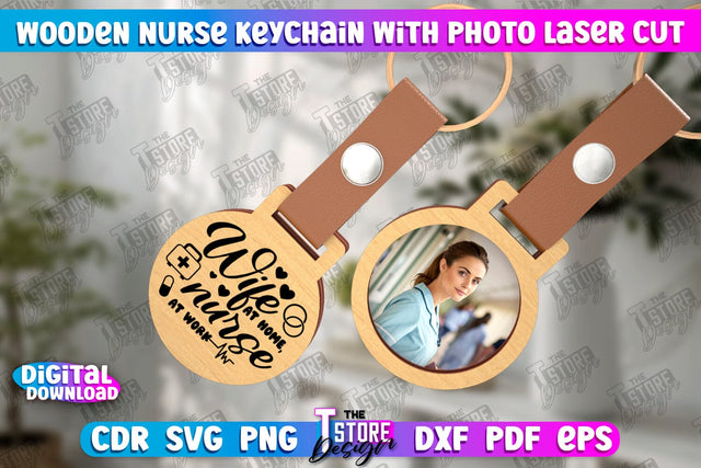 Nurse Keychain with Photo | Nursing Badge | Personalized Keychain | CNC File SVG The T Store Design 