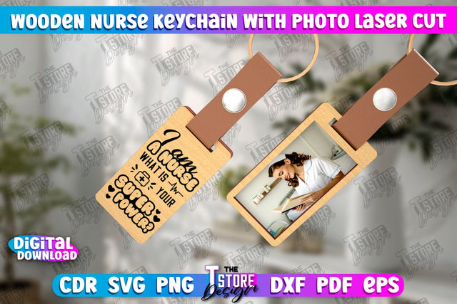 Nurse Keychain with Photo | Nursing Badge | Personalized Keychain | CNC File SVG The T Store Design 
