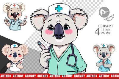 Nurse Koala Clipart Sublimation artnoy 